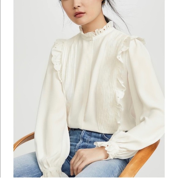 Joie Tops - NWT Joie Cheyanne Ruffled Blouse Button-Down Porcelain CottageCore NWT Medium